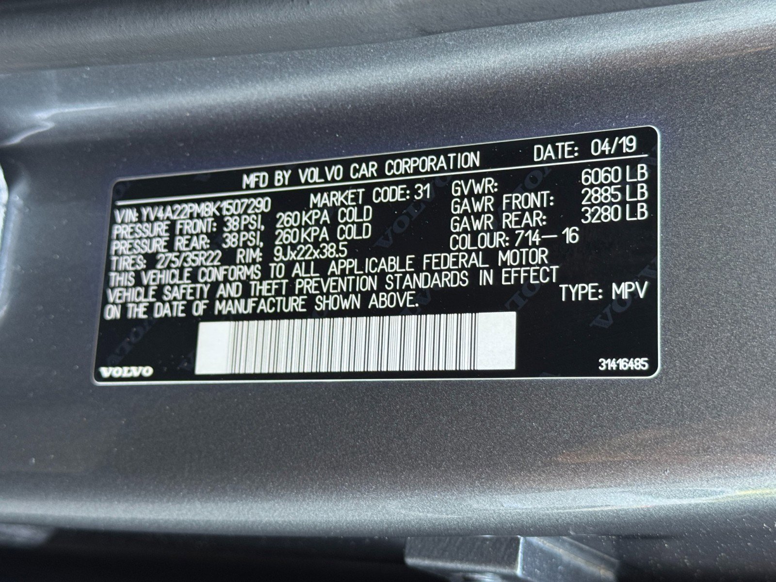 2019 Volvo Xc90 T6 R-Design