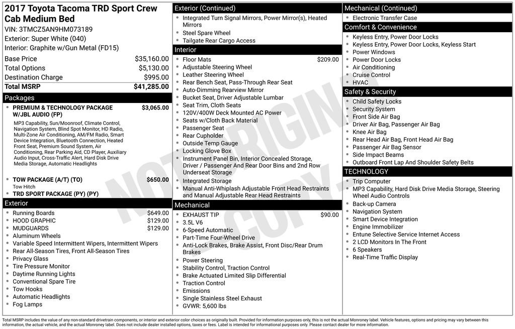 2017 Toyota Tacoma TRD Sport