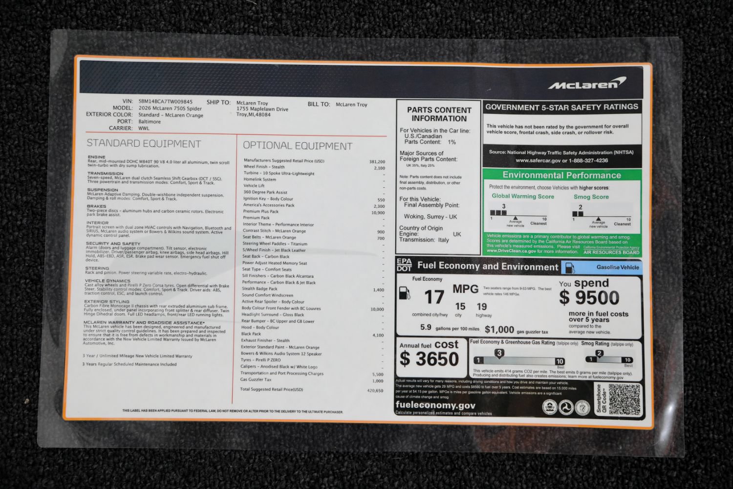 Used 2026 McLaren 750S Spider 4