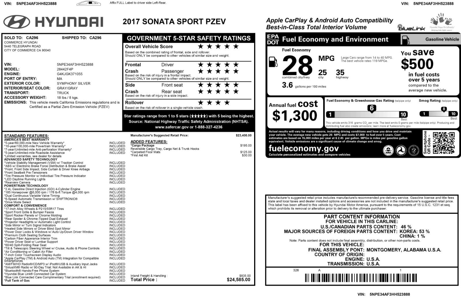 2017 Hyundai Sonata Sport