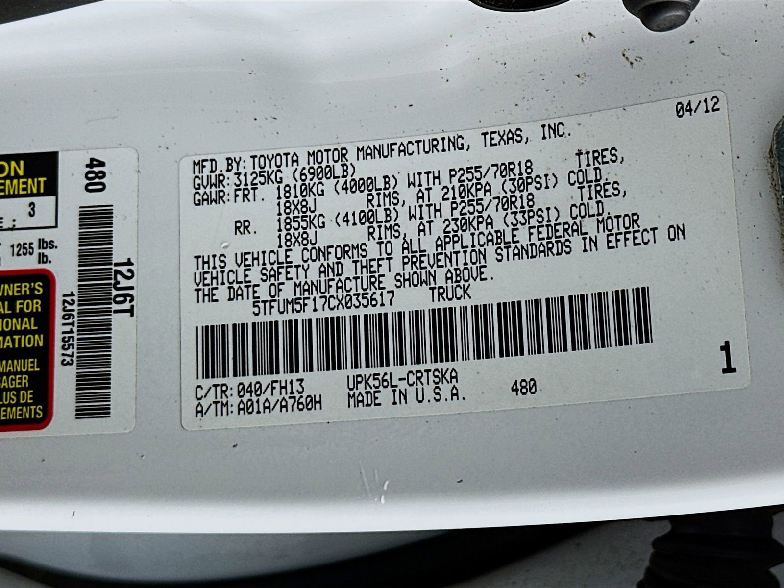 2012 Toyota Tundra 4x4 Double Cab