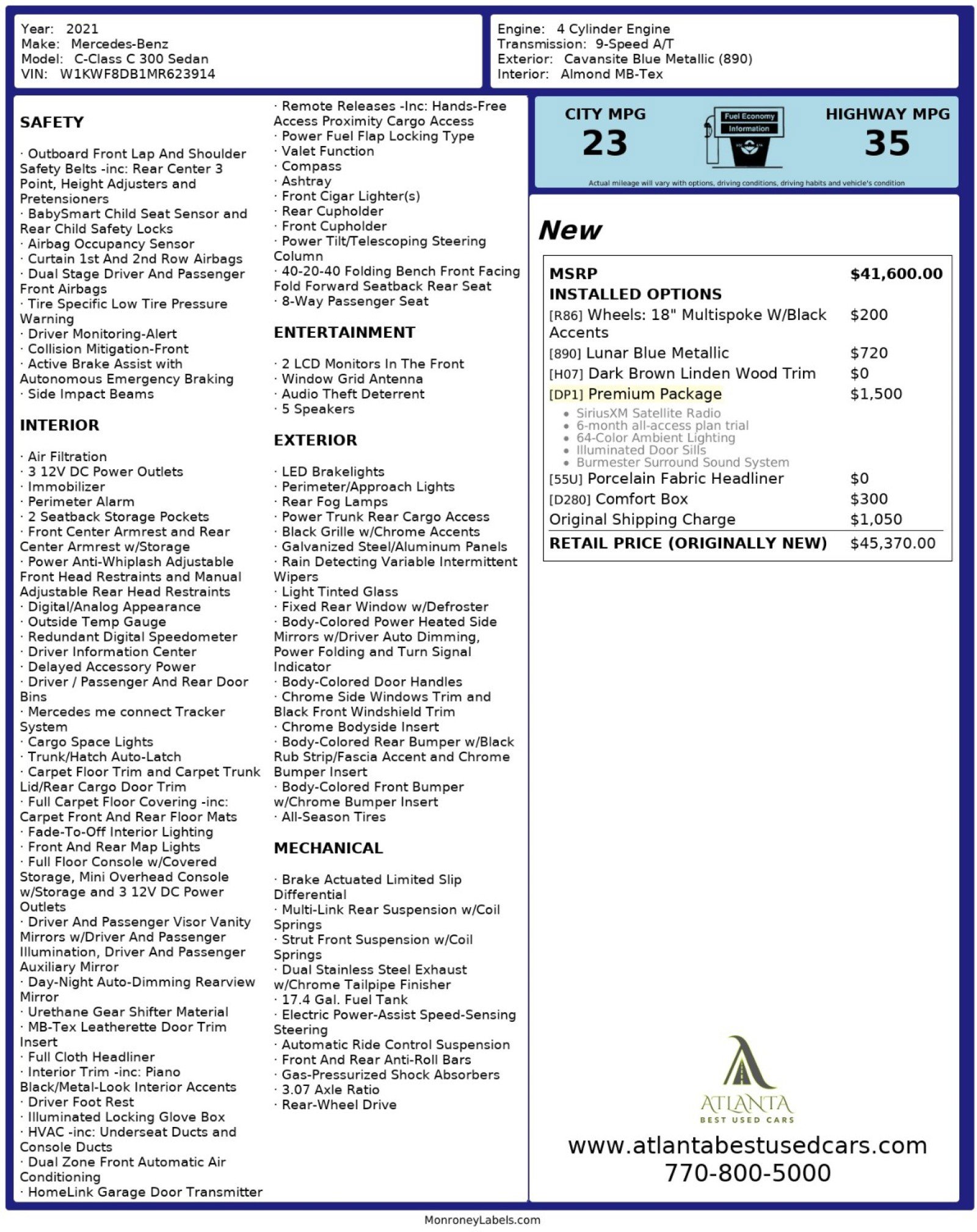 2021 Mercedes-Benz C 300 Sedan