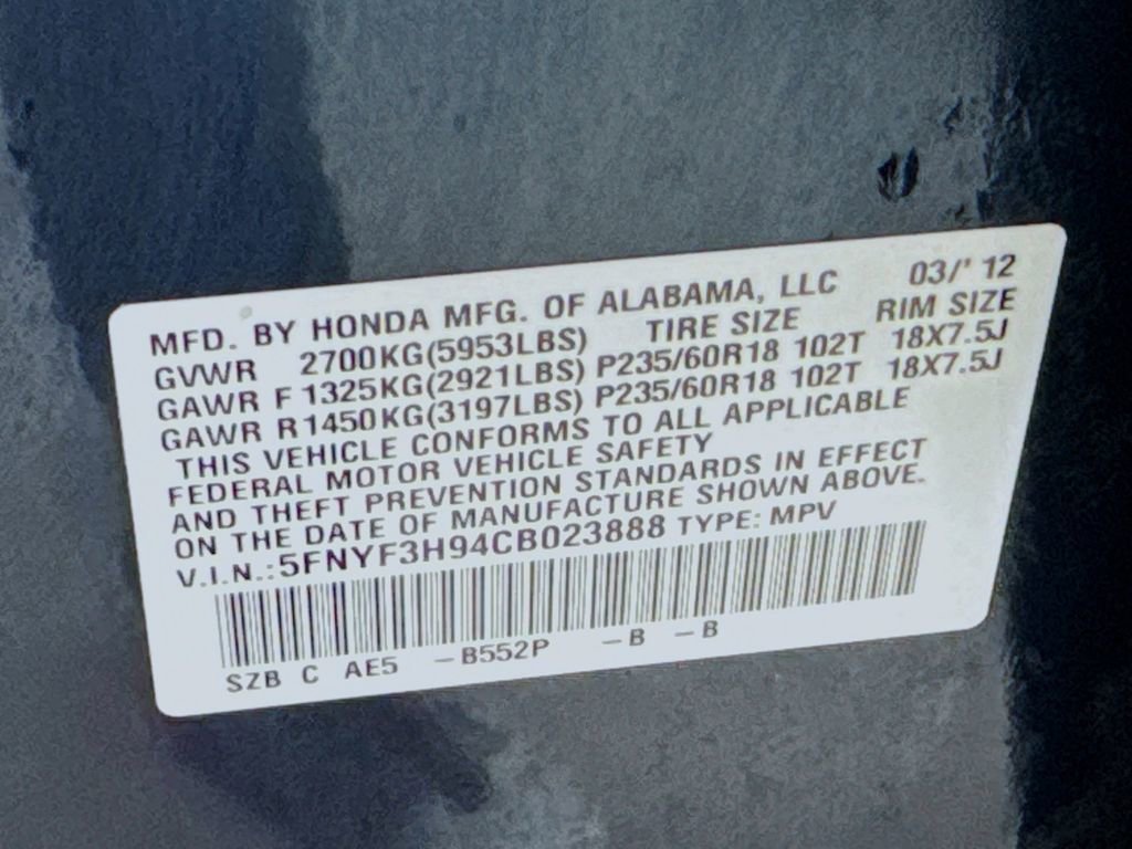 2012 Honda Pilot Touring