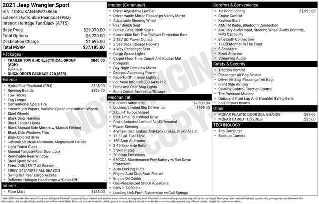 2021 Jeep Wrangler Sport