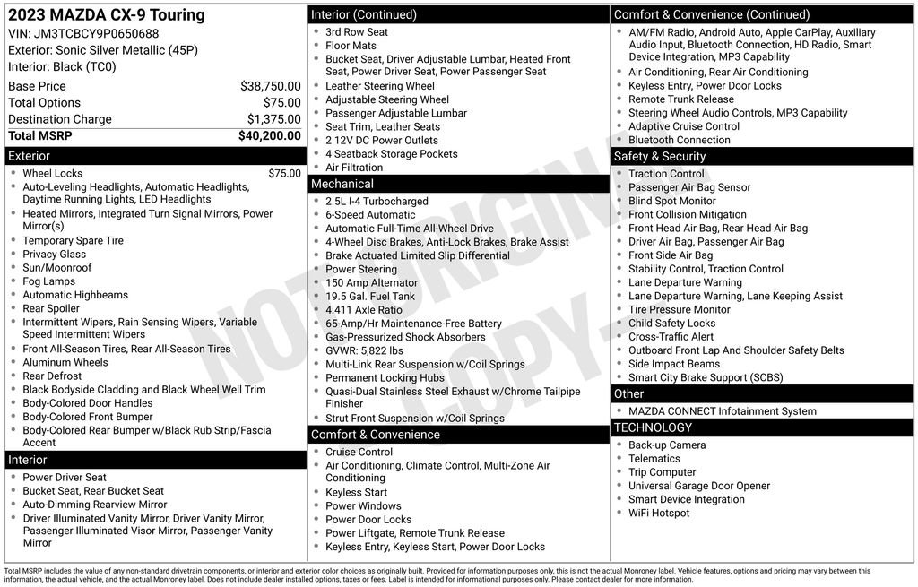 2023 MAZDA Cx-9 Touring