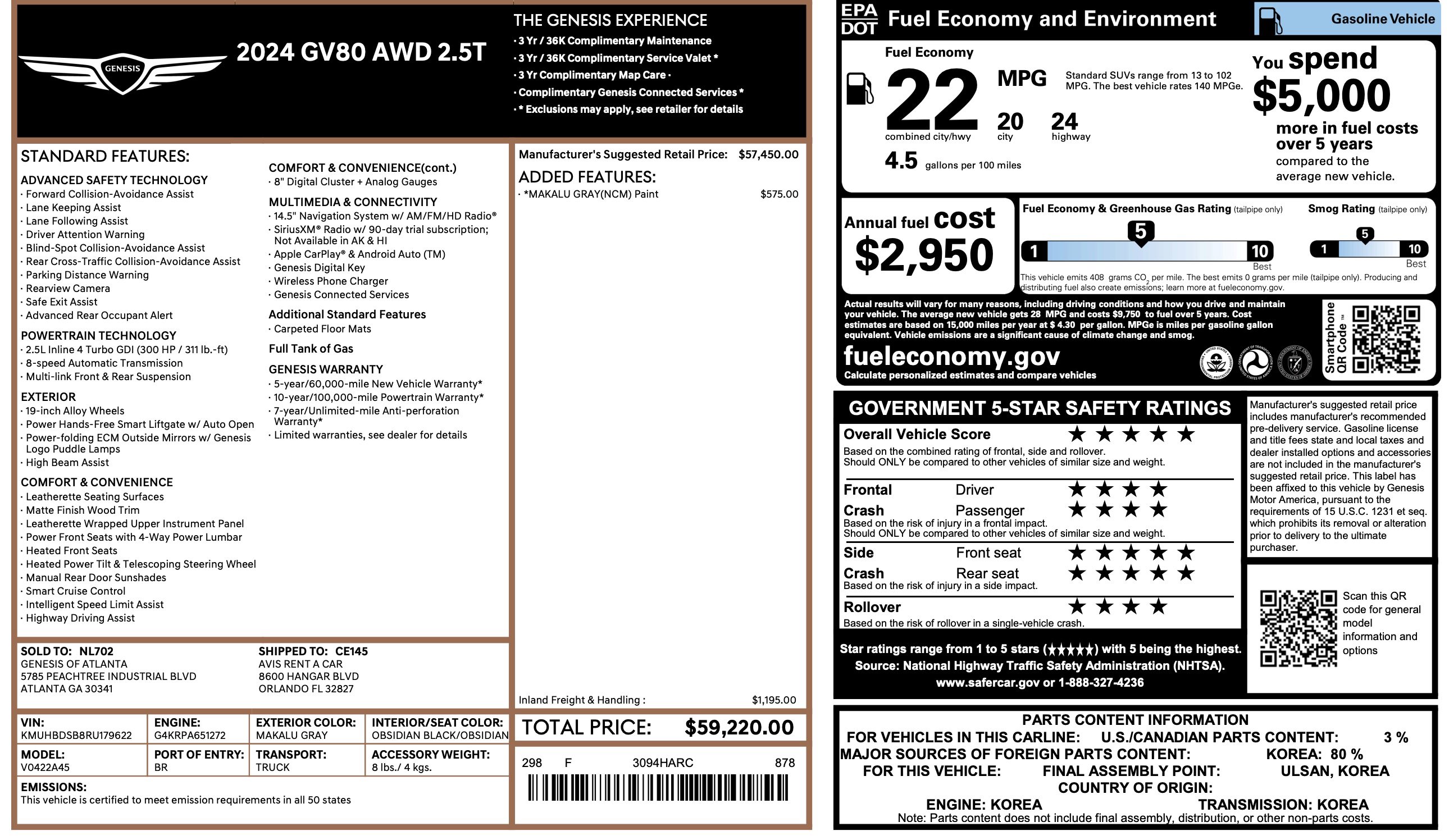 2024 Genesis Gv80 2.5T