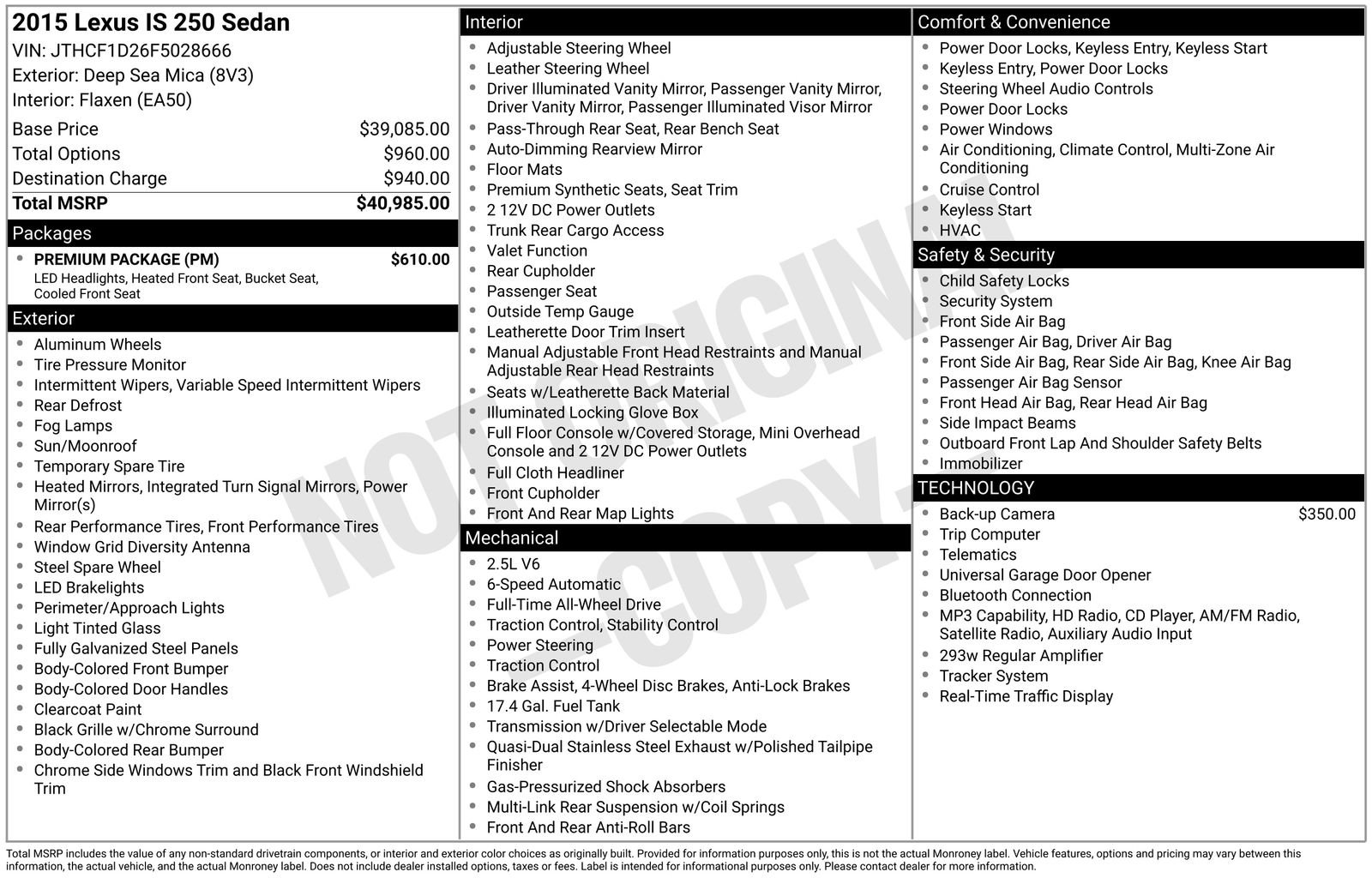 2015 Lexus IS 250 AWD