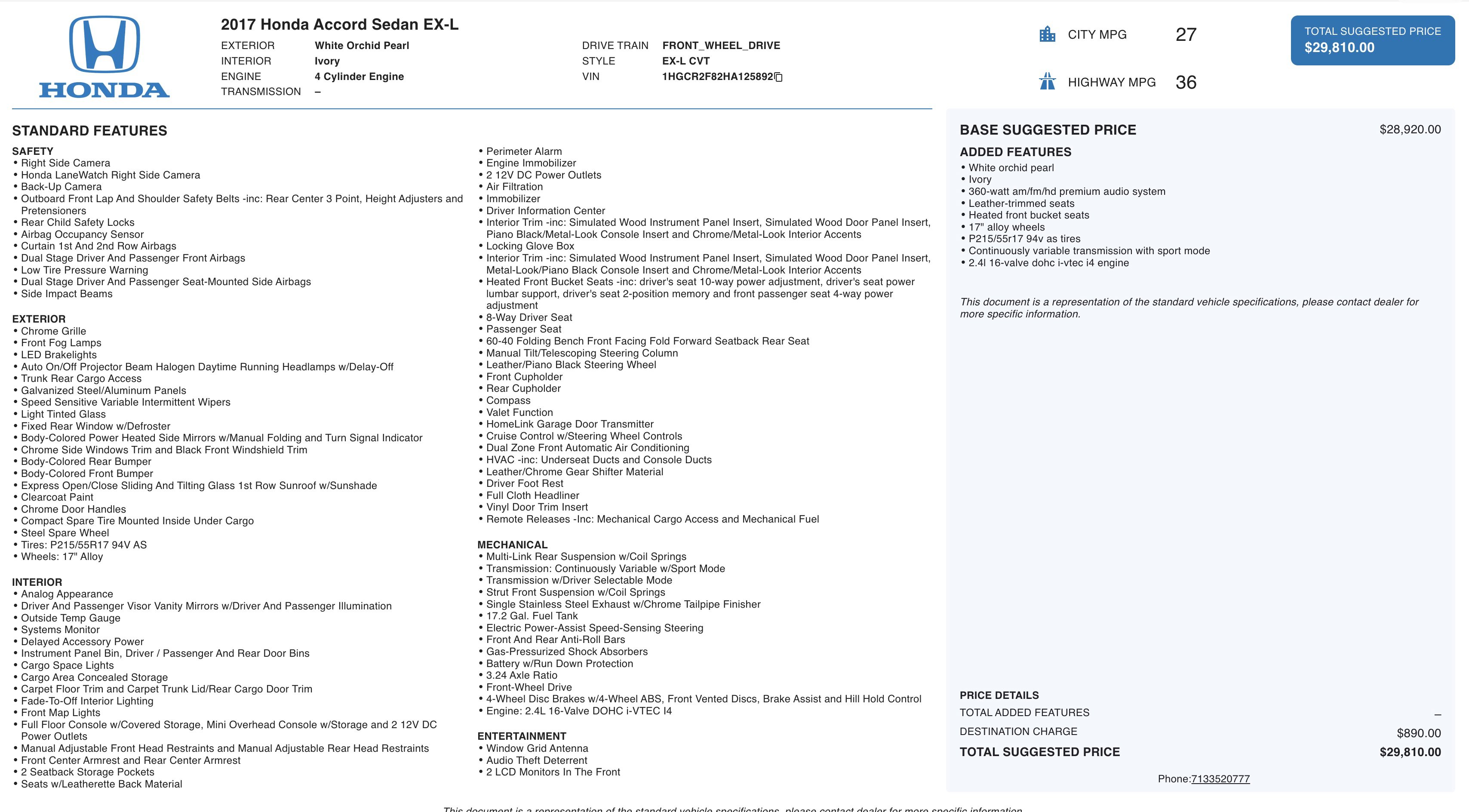 2017 Honda Accord EX-L