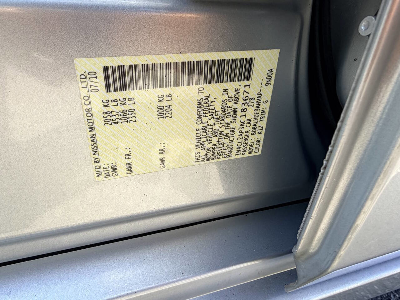 2010 Nissan Altima Hybrid Sedan