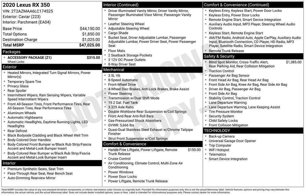 2020 Lexus RX 350 FWD