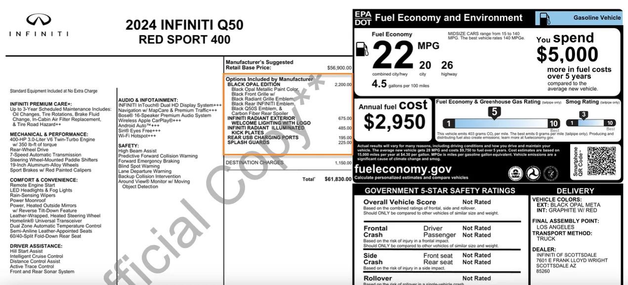 2024 INFINITI Q50 Red Sport 400