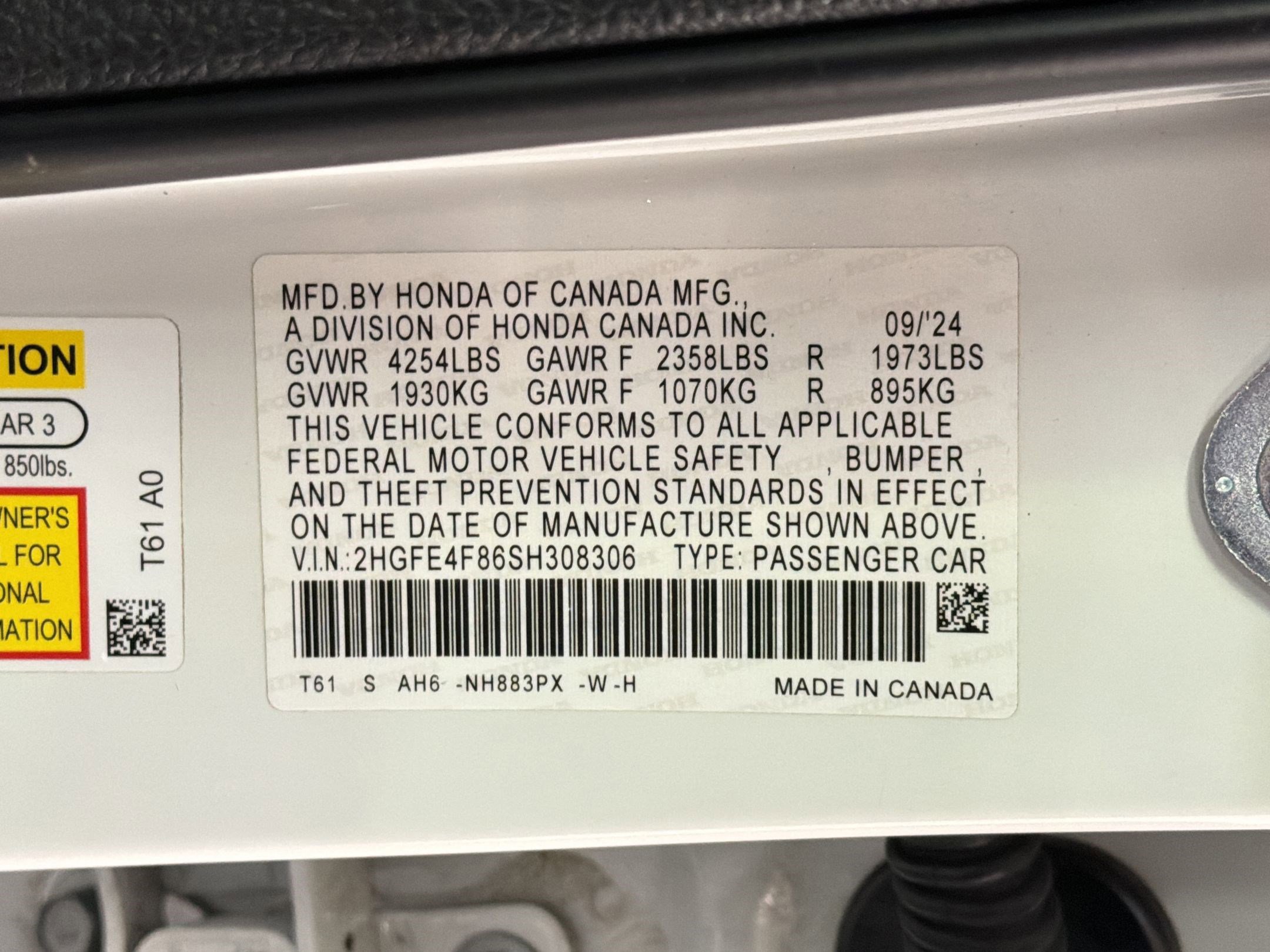 2025 Honda Civic FWD Hybrid Sedan