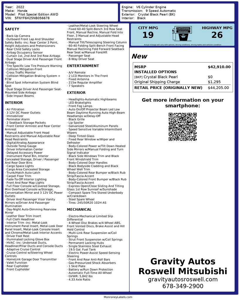 2022 Honda Pilot Special Edition