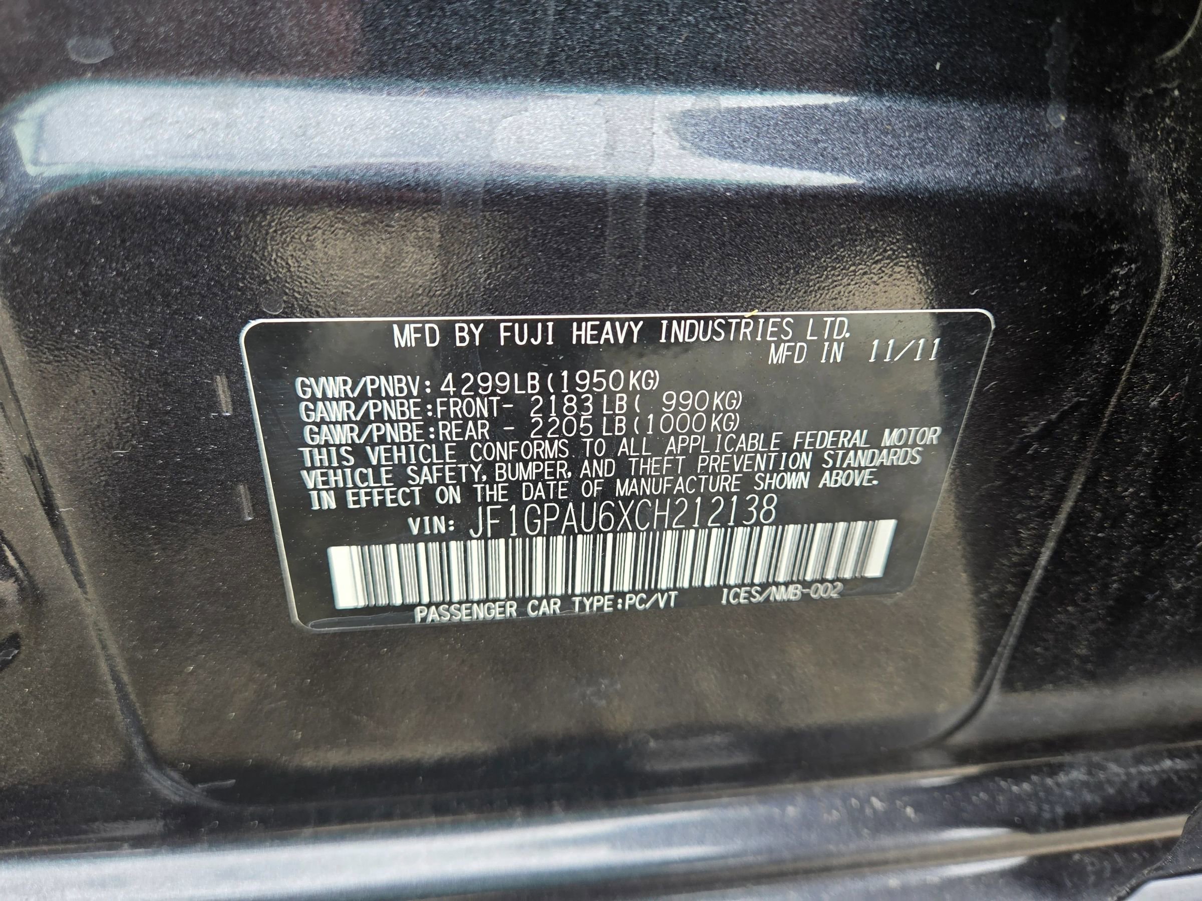 2012 Subaru Impreza 2.0i Sport Limited