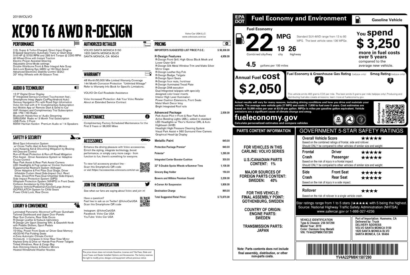 2019 Volvo Xc90 T6 R-Design