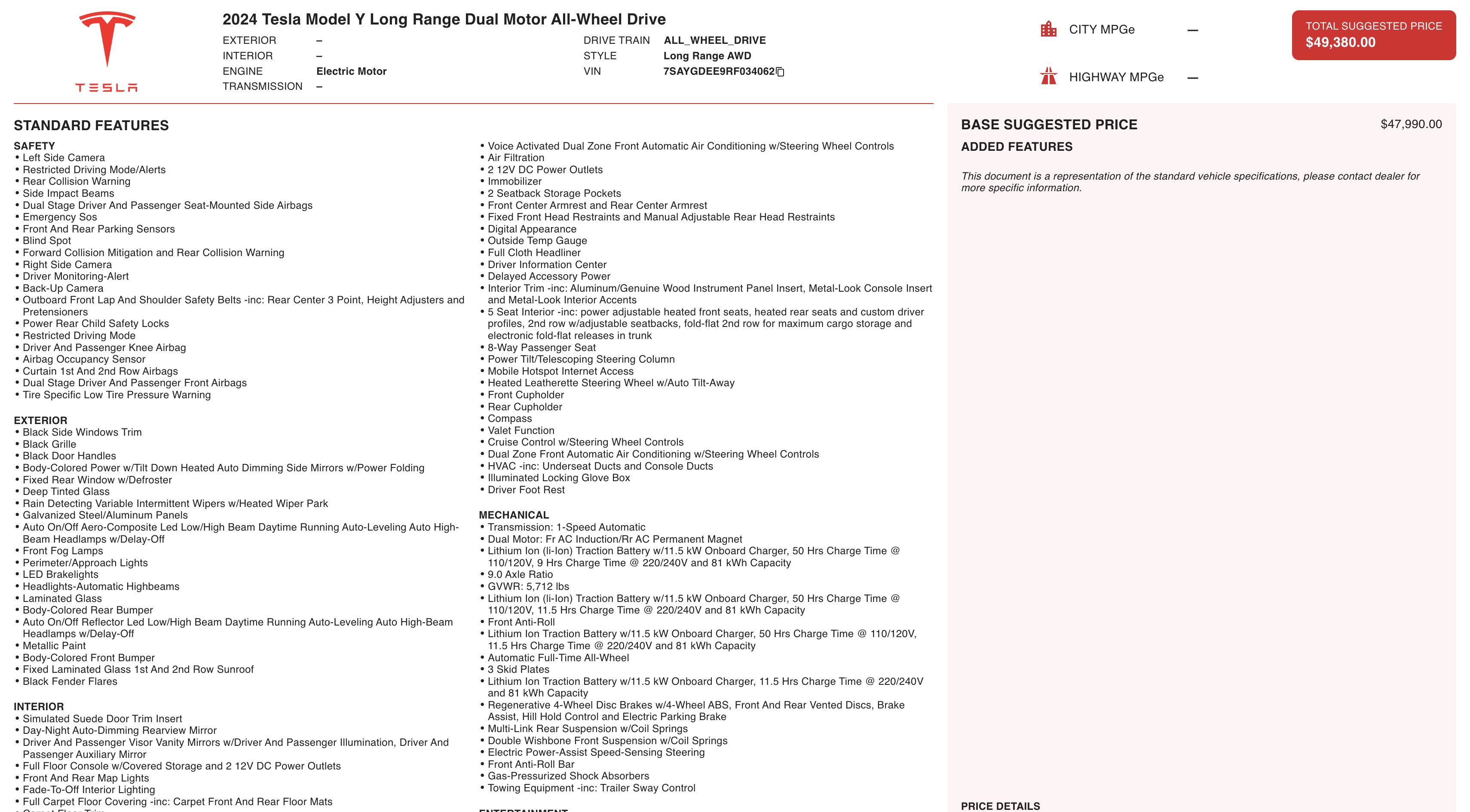 2024 Tesla Model Y Long Range