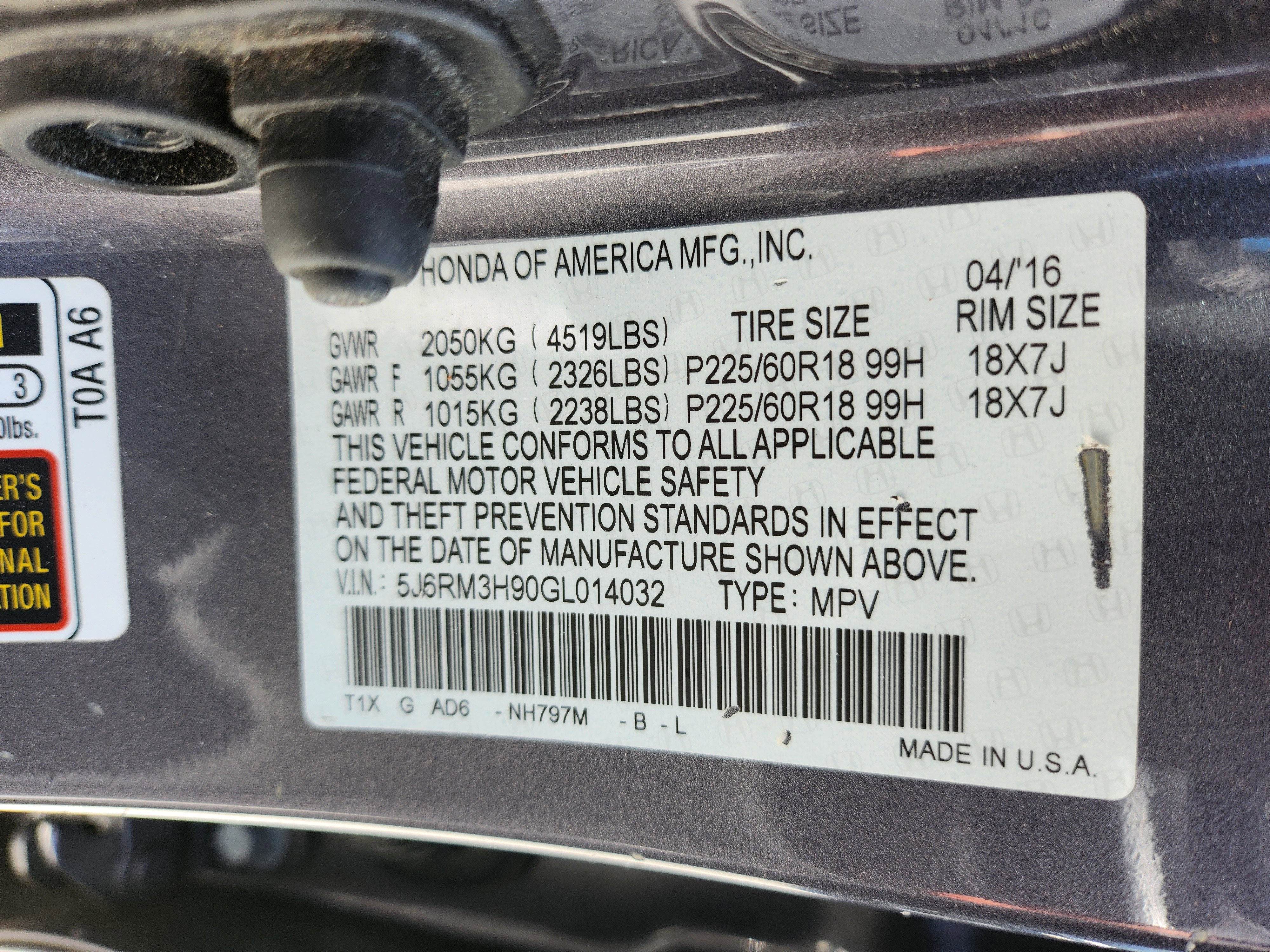 2016 Honda Cr-V Touring