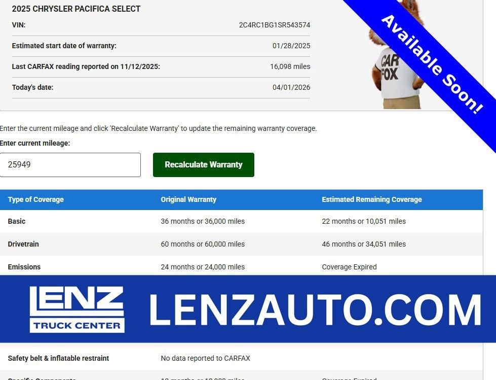 Used 2025 Chrysler Pacifica Select