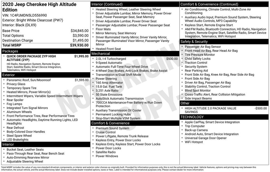 2020 Jeep Cherokee High Altitude