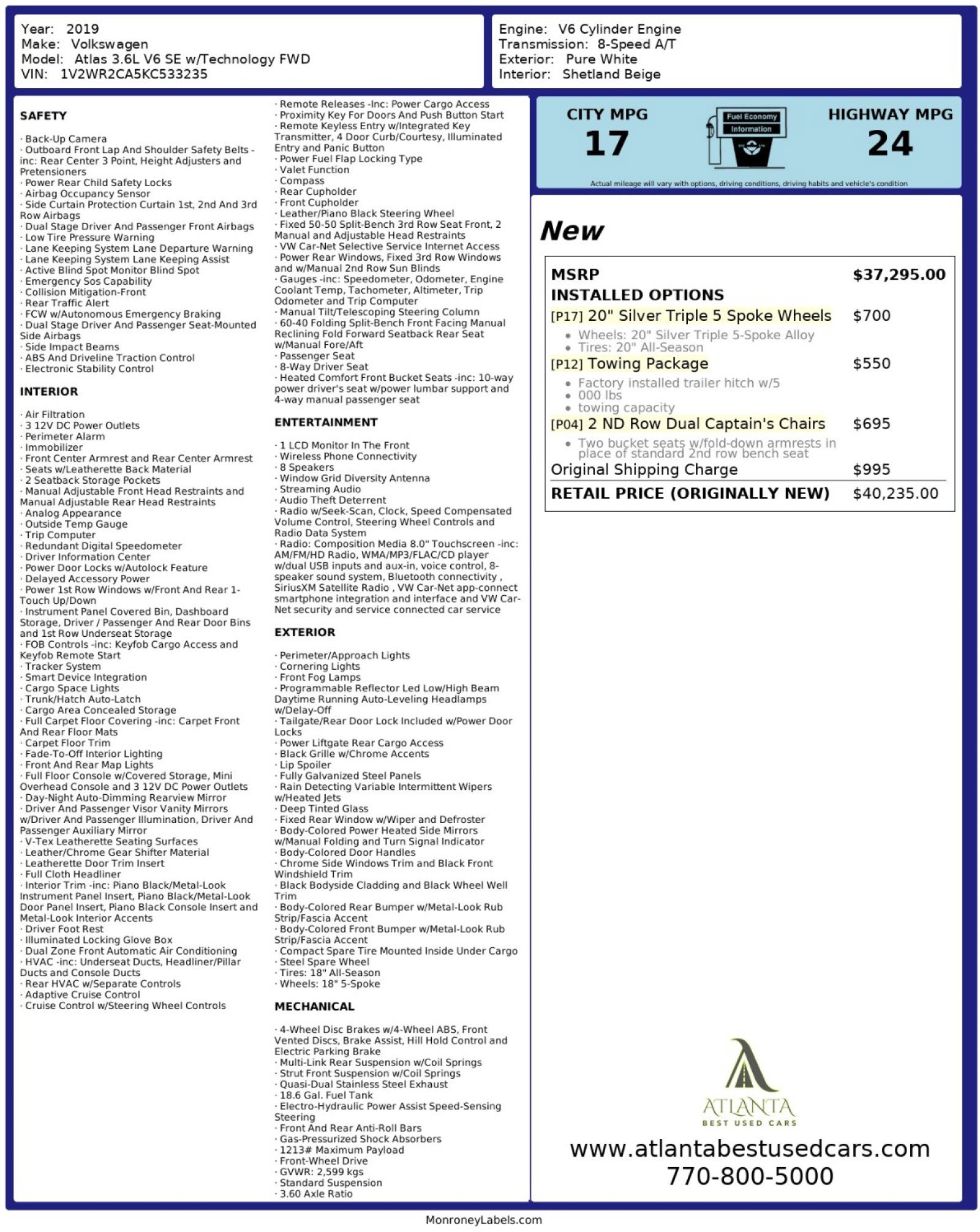 2019 Volkswagen Atlas SE