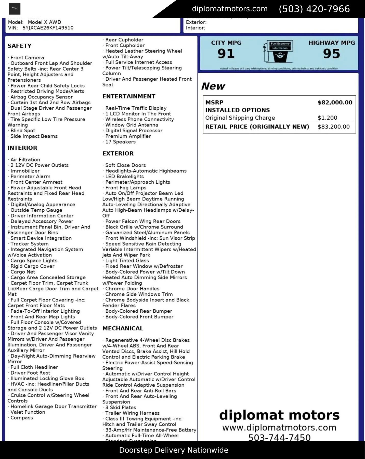 2019 Tesla Model X 75D