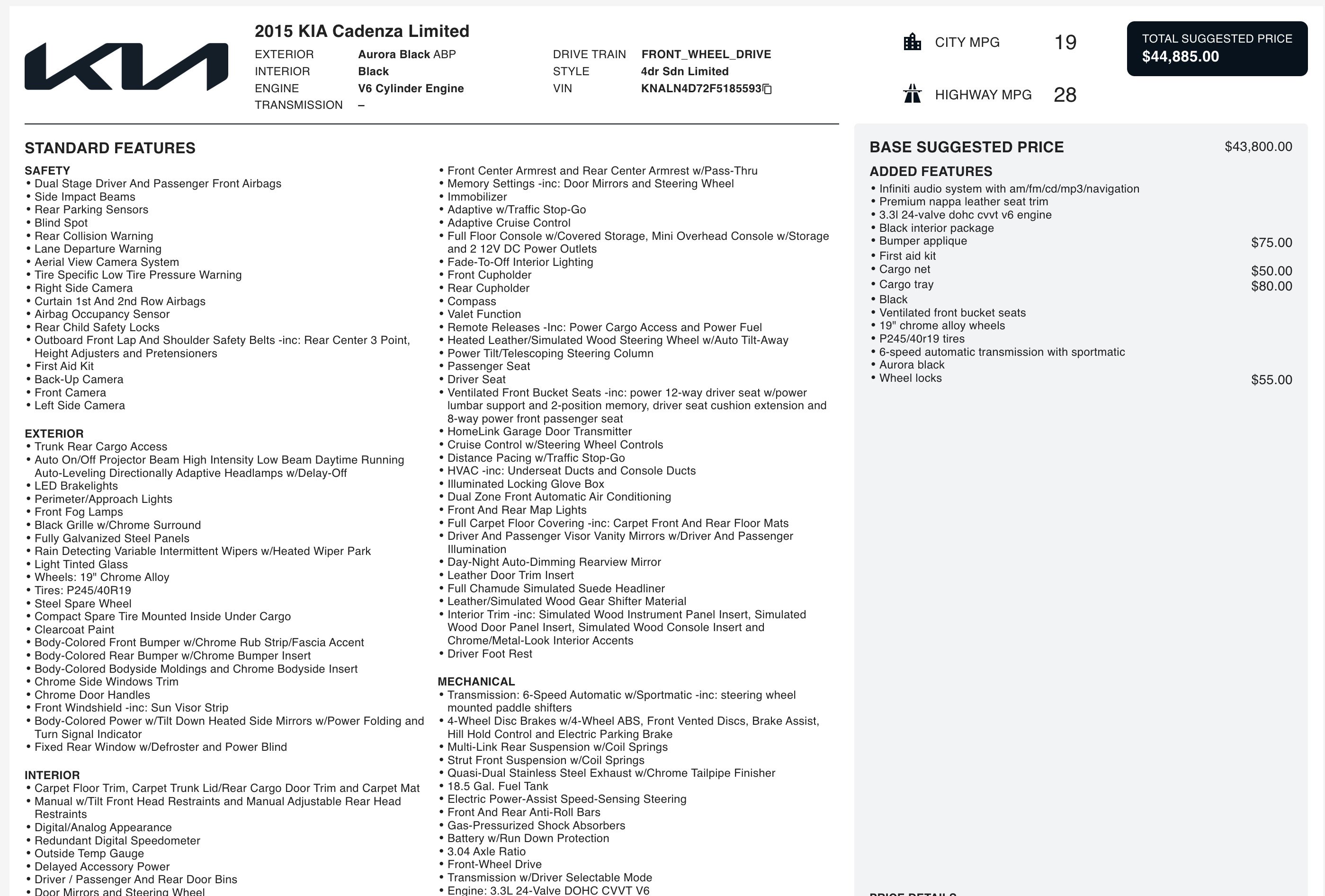 2015 Kia Cadenza Limited