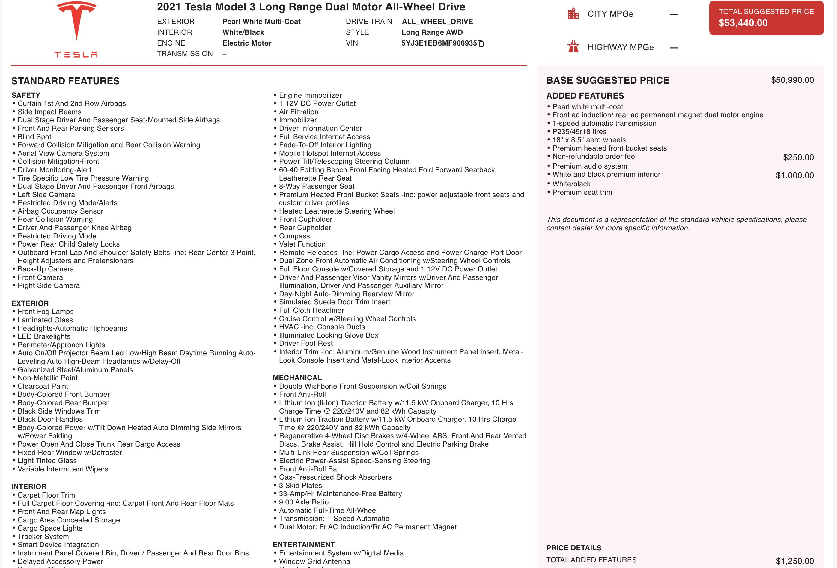2021 Tesla Model 3 Long Range
