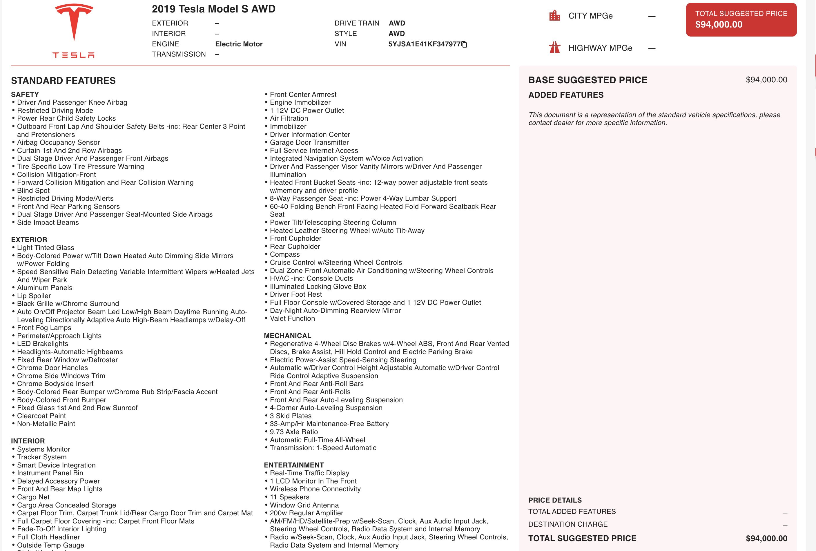 2019 Tesla Model S Performance