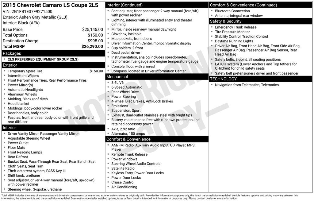 2015 Chevrolet Camaro LS