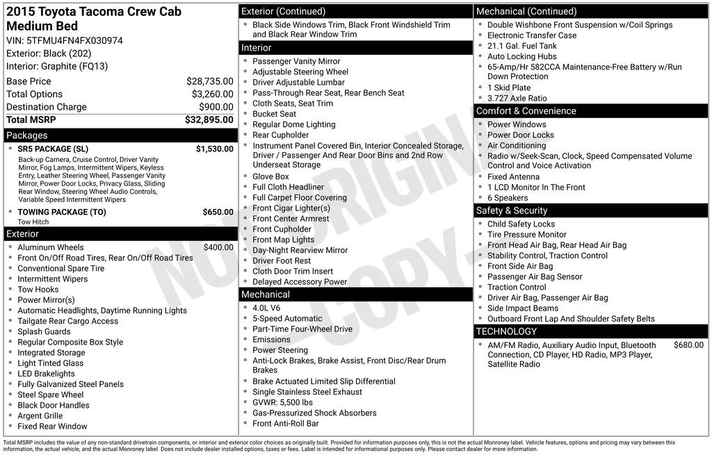 2015 Toyota Tacoma 4x4 Double Cab