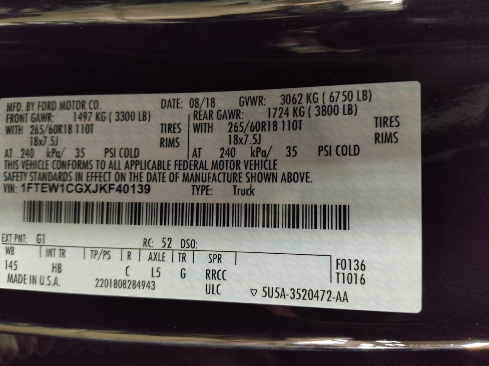 2018 Ford F150 Lariat