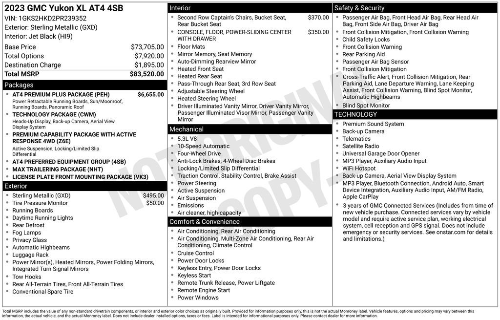 Used 2023 GMC Yukon XL AT4 w/ AT4 Premium Plus Package
