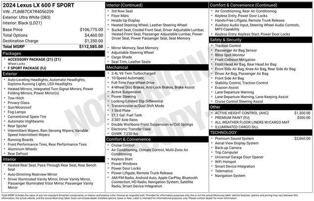 2024 Lexus LX 600 F Sport