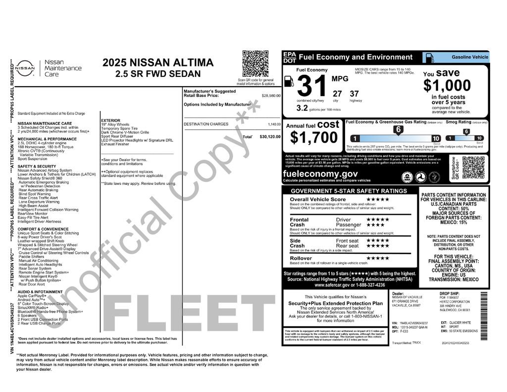 2025 Nissan Altima 2.5 SR