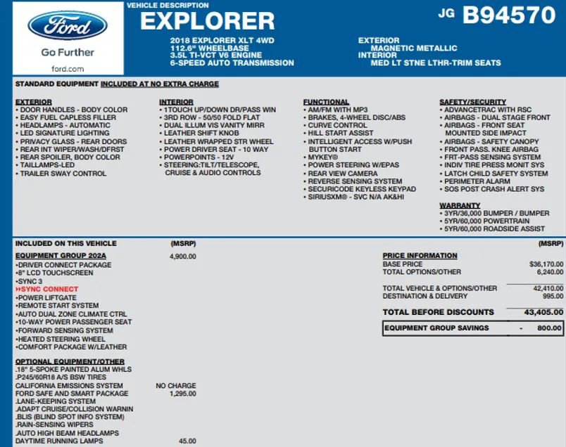 2018 Ford Explorer XLT