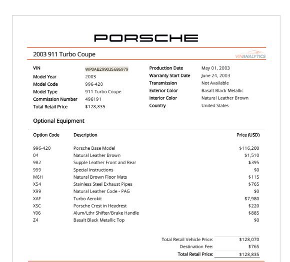 Used 2003 Porsche 911 Turbo