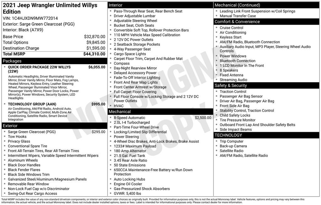 2021 Jeep Wrangler Unlimited Sport
