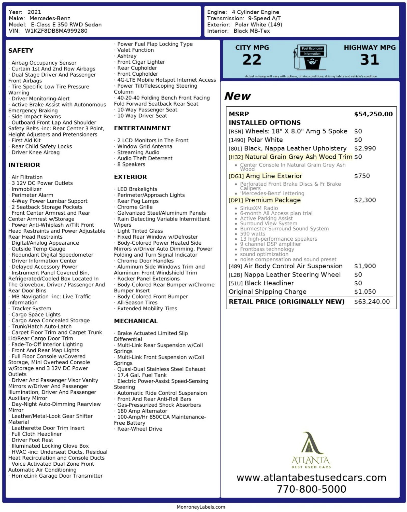 2021 Mercedes-Benz E 350 Sedan