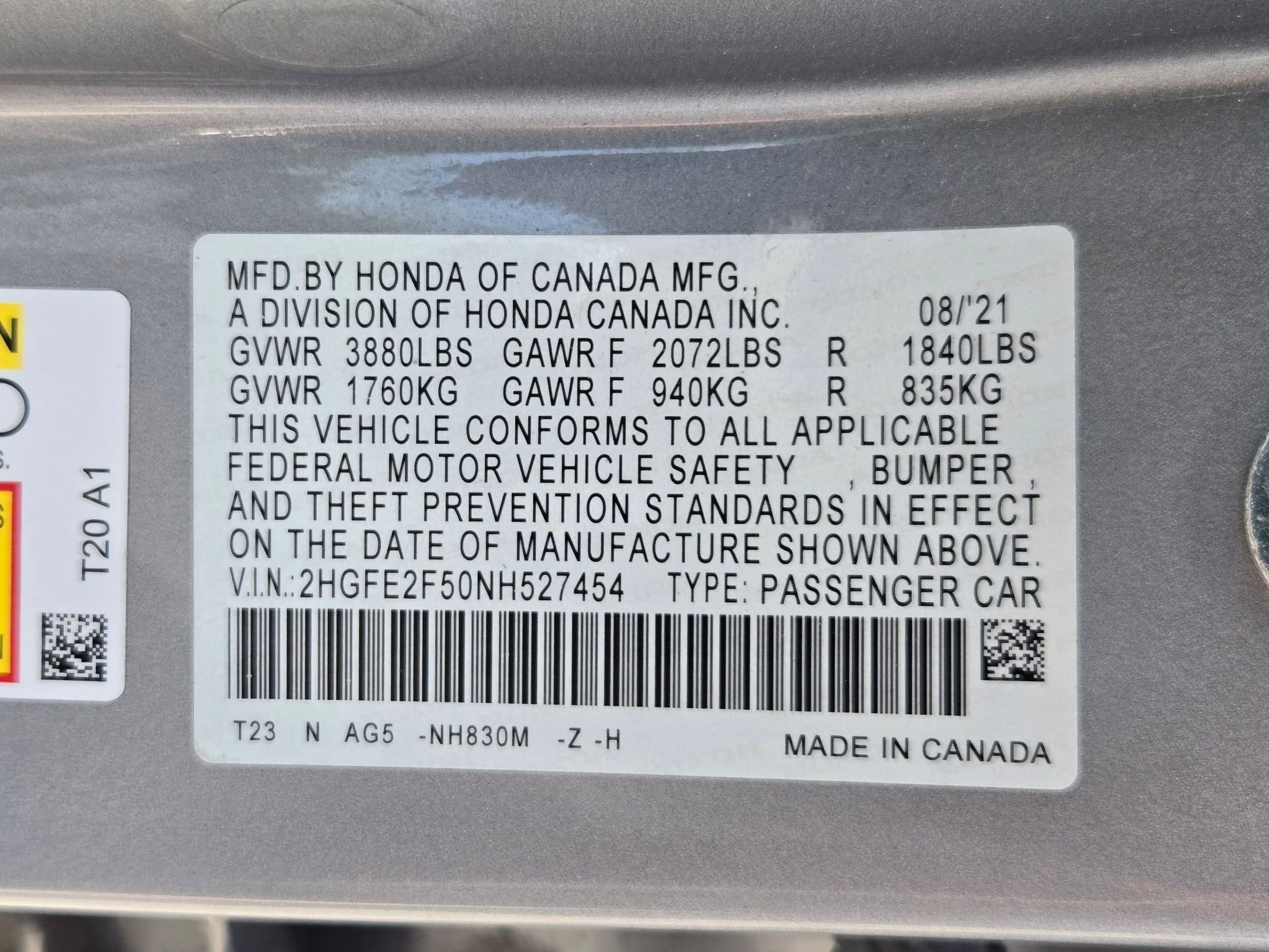 2022 Honda Civic Sport