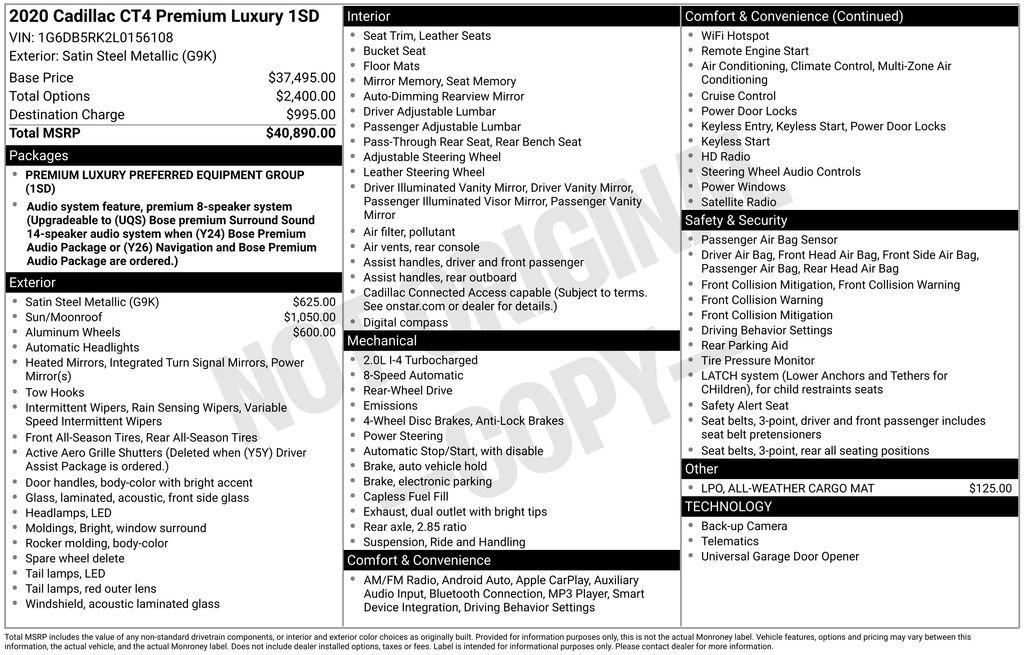 2020 Cadillac CT4 Premium Luxury
