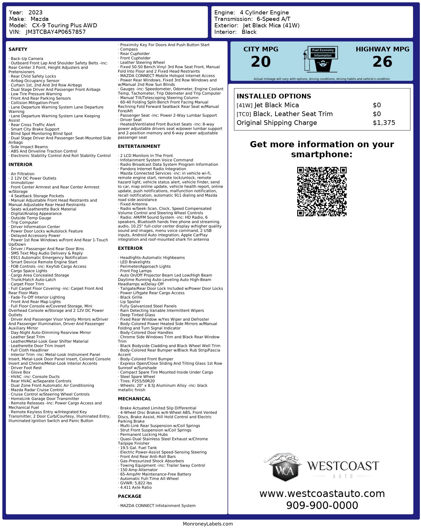 2023 MAZDA CX-9 Touring Plus