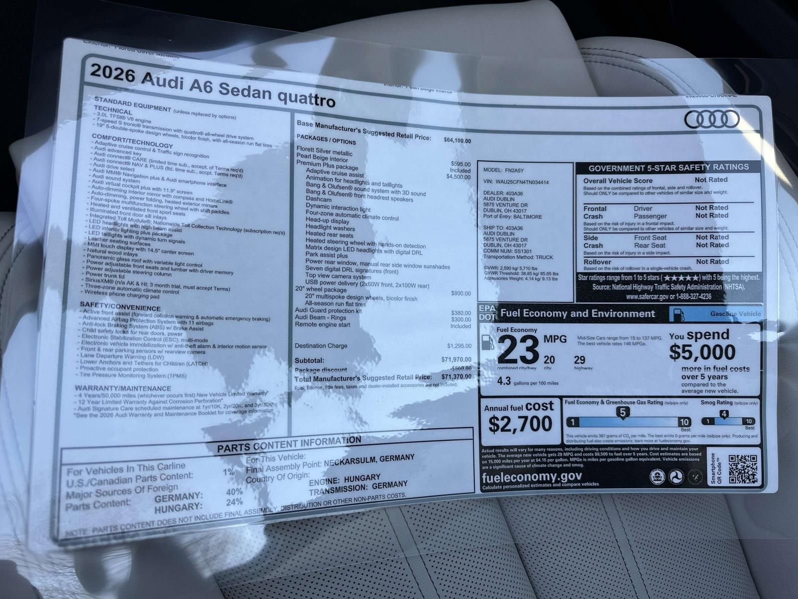 2026 Audi A6 Premium Plus