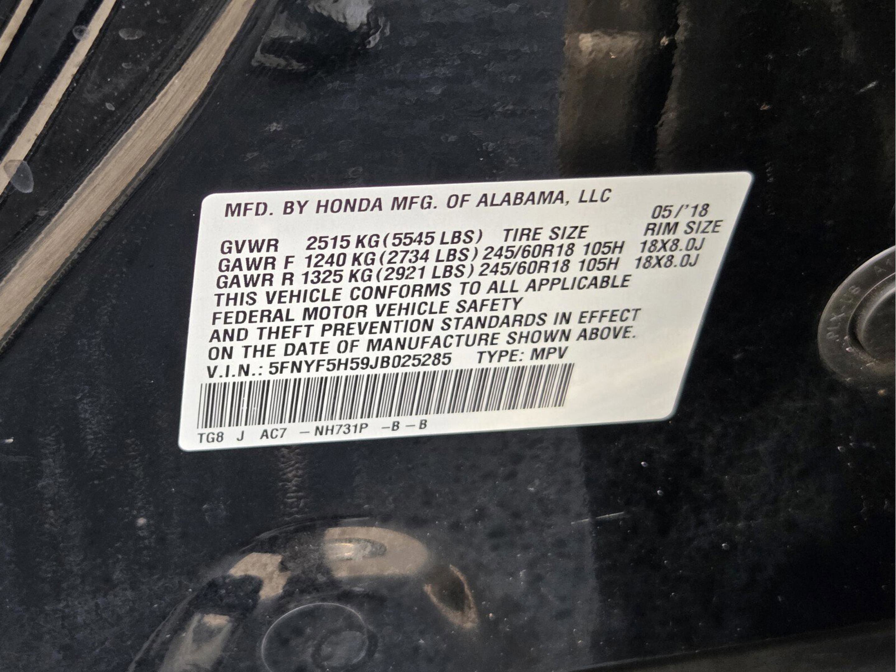 2018 Honda Pilot EX-L