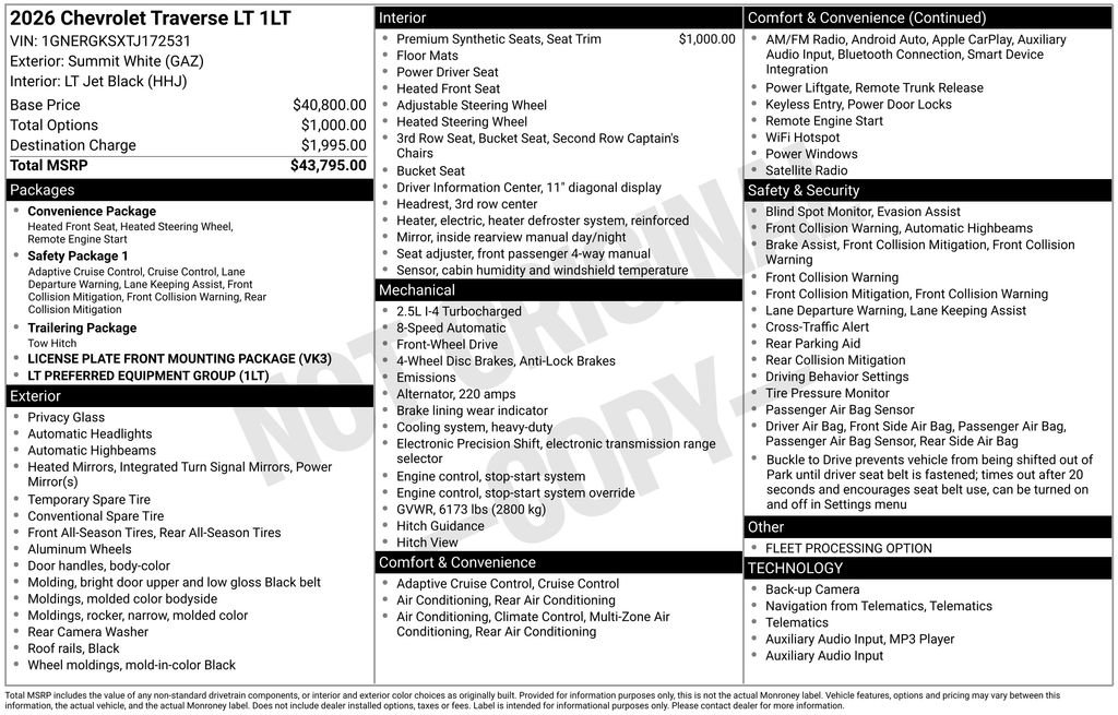 2026 Chevrolet Traverse LT