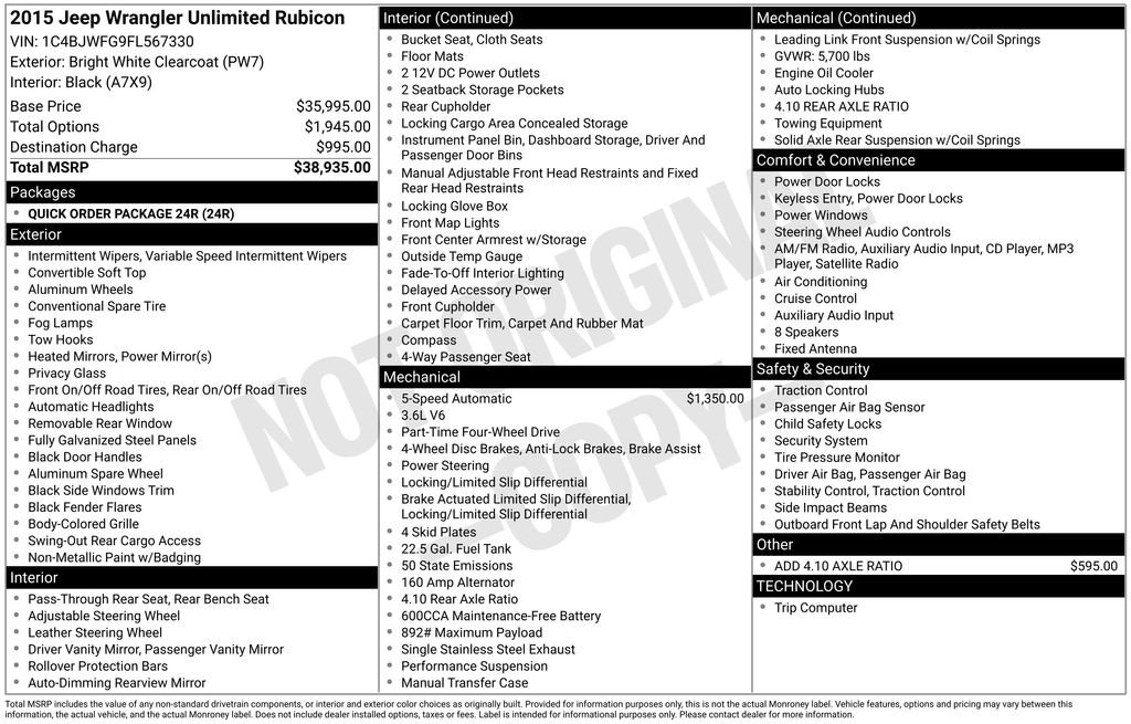2015 Jeep Wrangler Unlimited Rubicon