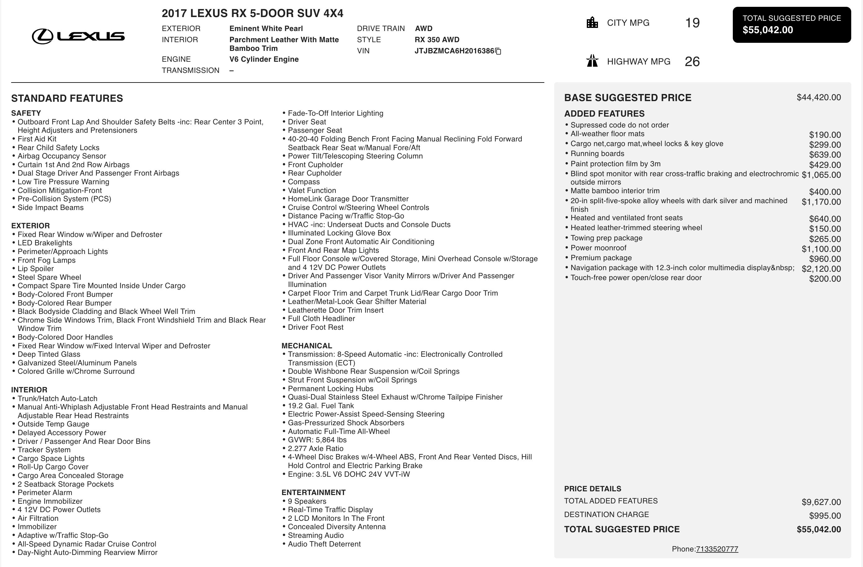 2017 Lexus RX 350 AWD