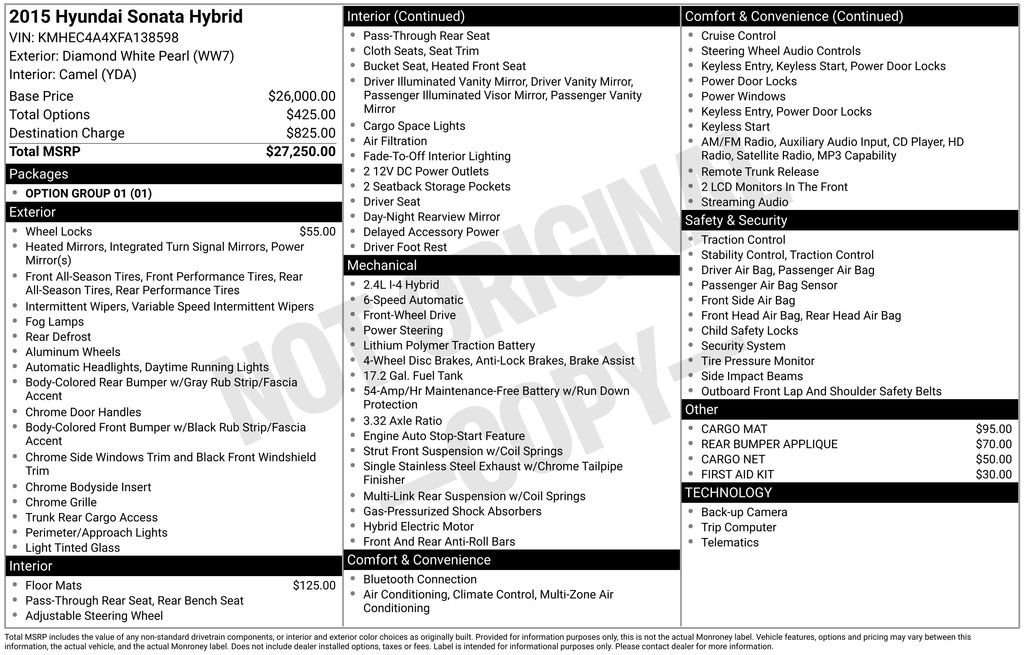 Used 2015 Hyundai Sonata Hybrid