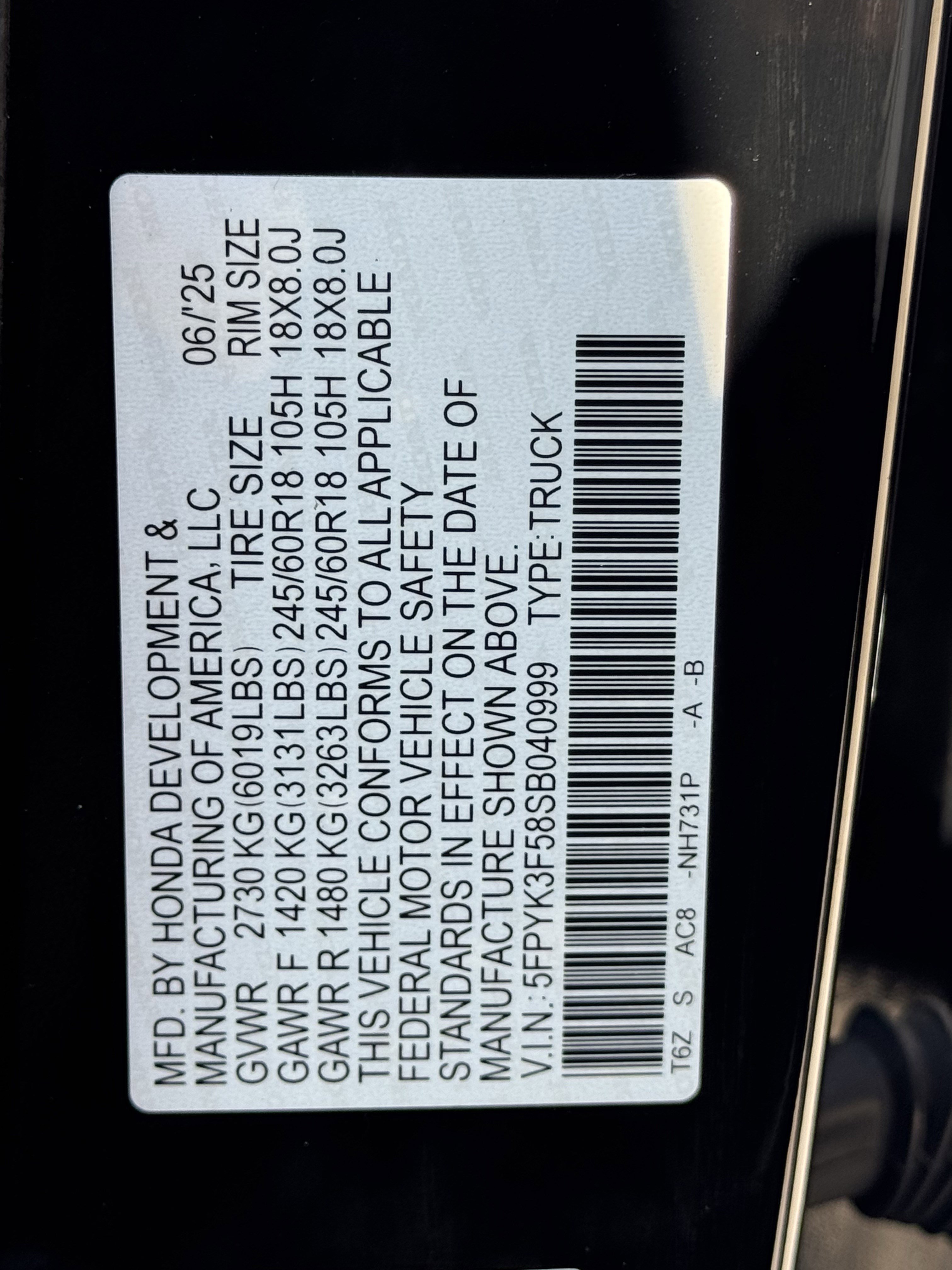 2025 Honda Ridgeline RTL