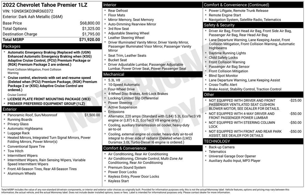 2022 Chevrolet Tahoe Premier