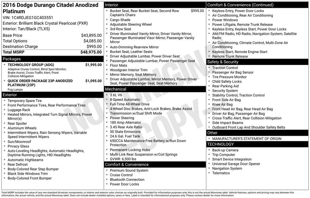 2016 Dodge Durango Citadel